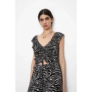 Zara zebra print ruffle top